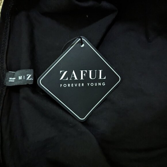 ZAFUL V-Neck Short Sleeve Wrap Crop Top Black M NEW - Picture 3 of 5